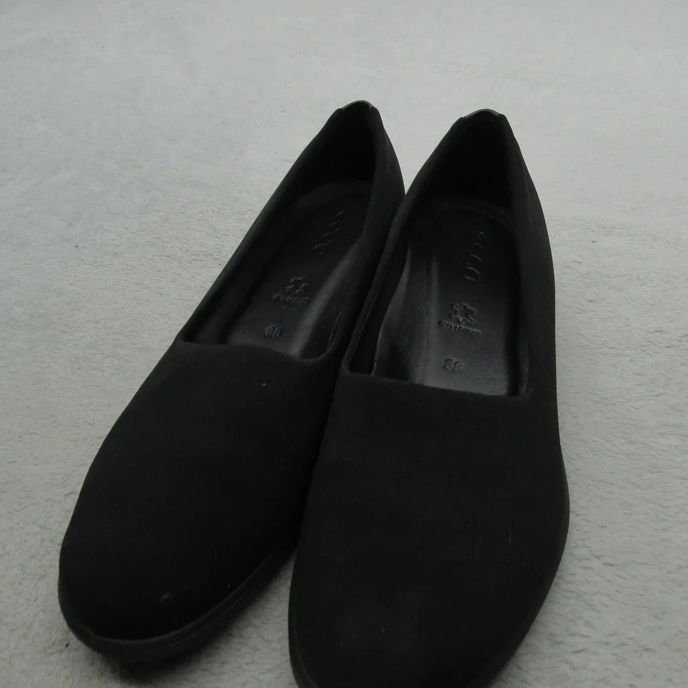 ECCO Womens 7.5 Felicia Loafer Black Stretch Wedge‎ Slip On Comfort Casual EU38